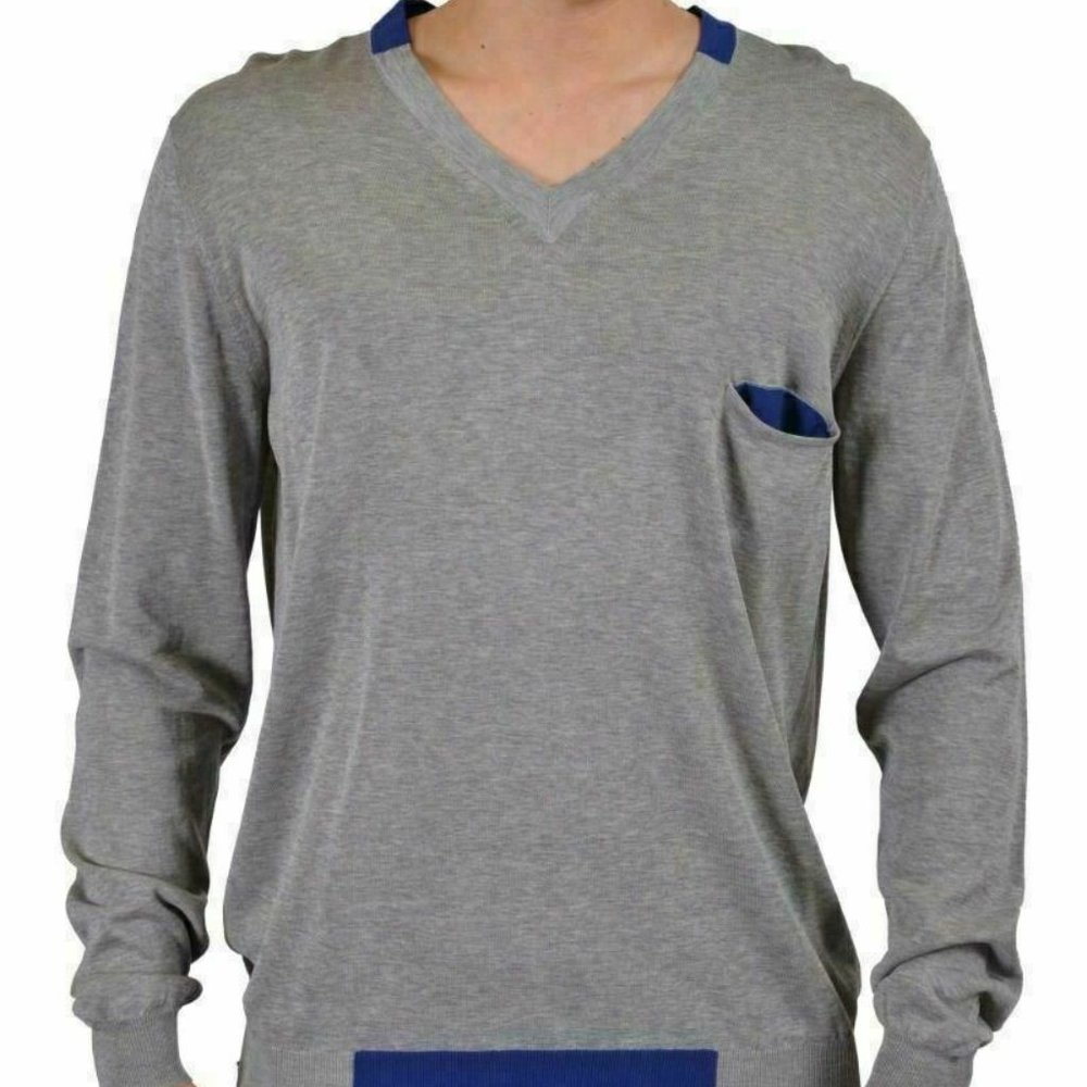 Ballantyne Men's Gray V-Neck Long Sleeve Sweater